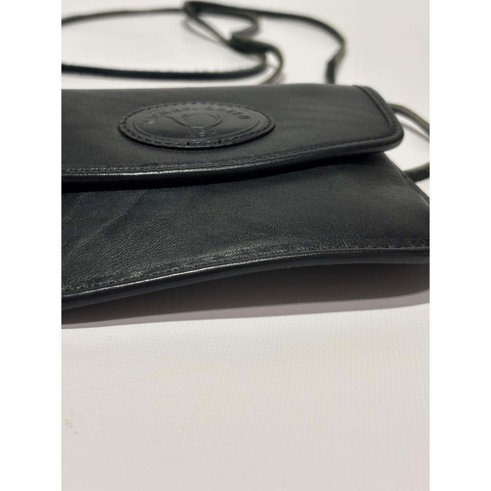 Vtg Michael Greene USA‎ Black Leather Crossbody Bag Passport Travel Minimalist - Picture 6 of 8